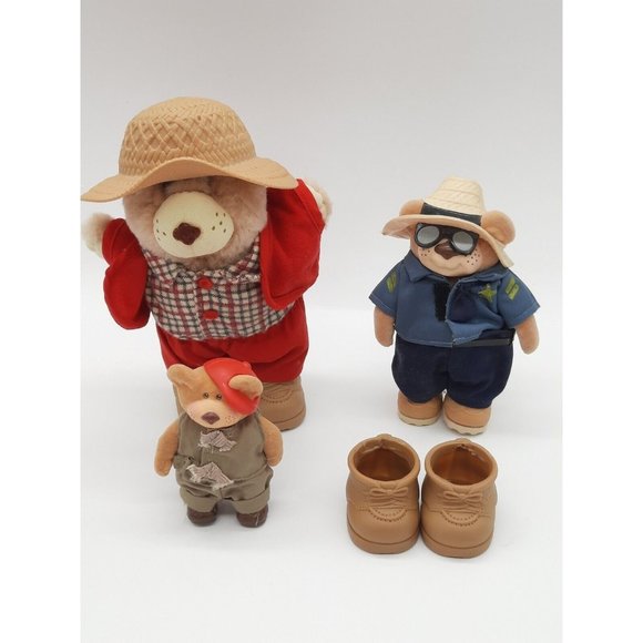 Vintage Furskins Plush & Figurine Bears Toy Lot of 3. With Extra Shoes. - Picture 1 of 10